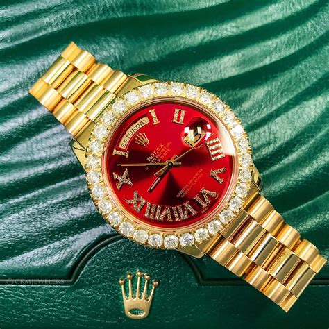 gold red rolex watch|red face Rolex men's.